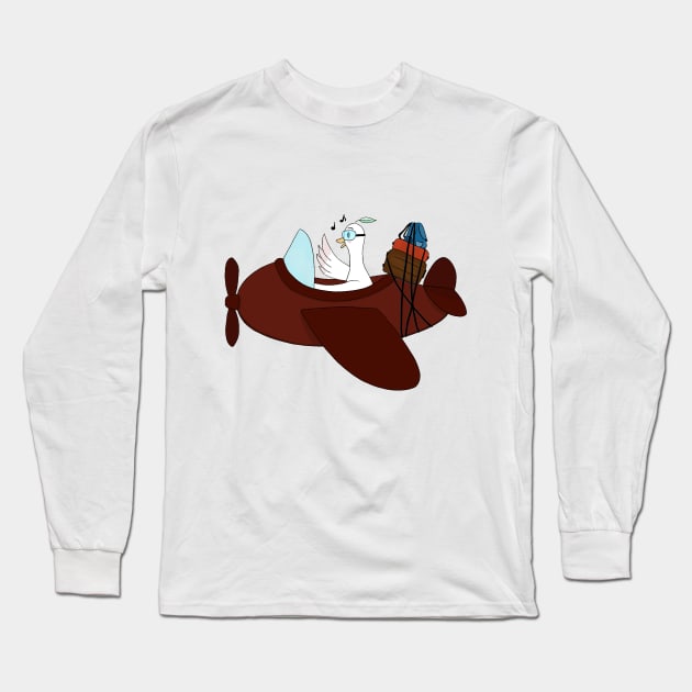 Air plane Doo Doo duck Long Sleeve T-Shirt by LaartStudio